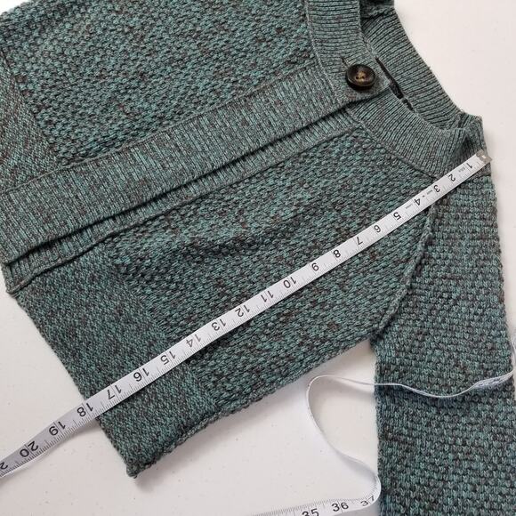 Nomadic Traders Green Brown Ramie Cotten Sweater Crop Cardigan Excellent! Size M - Picture 4 of 7